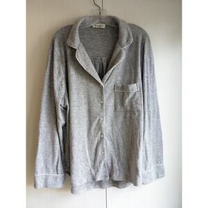 Aamikast Womens Sz XL Long Sleeve Button Up Pajama Top Shirt Gray